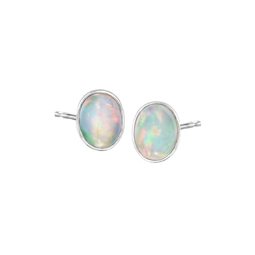 Ross-Simons Bezel-Set Opal Stud Earrings in Sterling Silver
