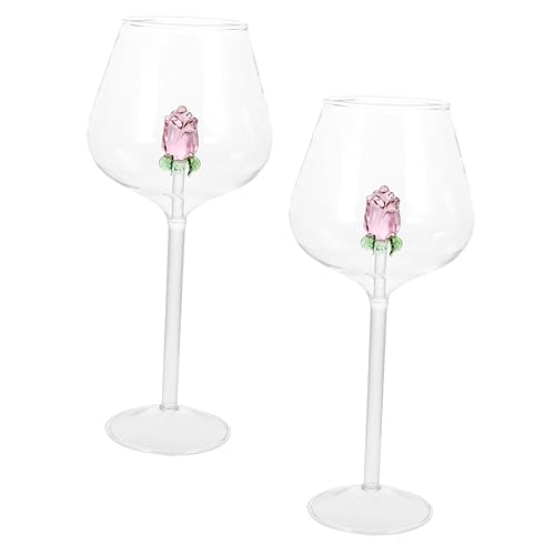 HAKIDZEL 2 Stück Roséweinglas Rosé-Champagnergläser Glas Weingläser Roséweingläser Getränkekelch Rotweinkelche Partykelch Niedliches Rotweinglas Trinkutensilien Trinkbecher Glas