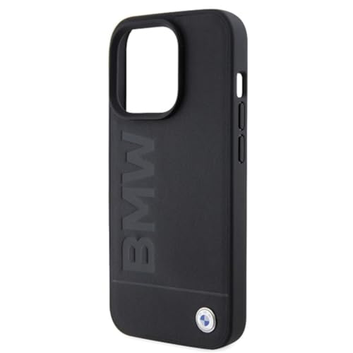 Image of CG MOBILE BMW Compatible with iPhone 15 Pro Max Case [Official Licensed] Mag-Safe Compatible | Real Leather Case with Hot Stamp & Metal Logo Protective Case /Cover Designed for iPhone 15 Pro Max Black