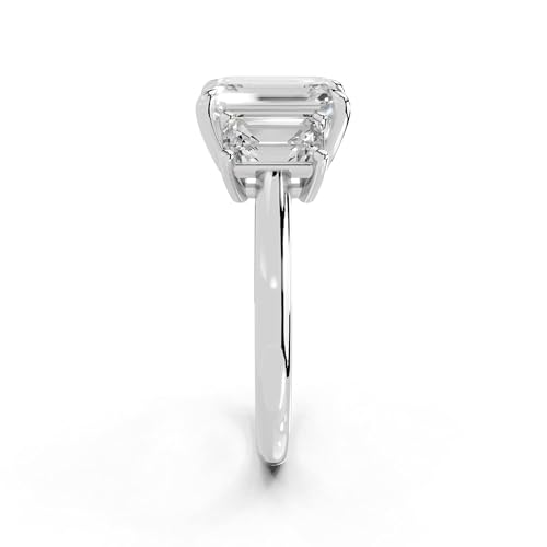 1-5 Carat 14K 18K Gold Platinum Emerald Cut 4 Prong Three Stone Lab Grown Diamond Ring, Engagement, Anniversary, Wedding, IGI Certified, Promise Rings for Women (1-5 Ct, F-G Color, VS1-VS2 Clarity)3