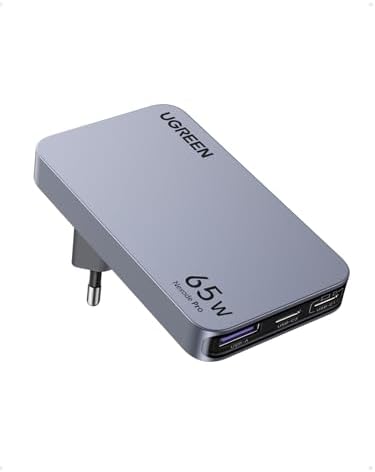 UGREEN Nexode Pro 65W Ladegerät Slim, mit EU/US/UK Stecker,3-Port Charger | Reiseladegerät Weltweit, Kompakt für unterwegs, kompatibel mit MacBook Pro/Air/Neo, iPad, iPhone 17, Gal