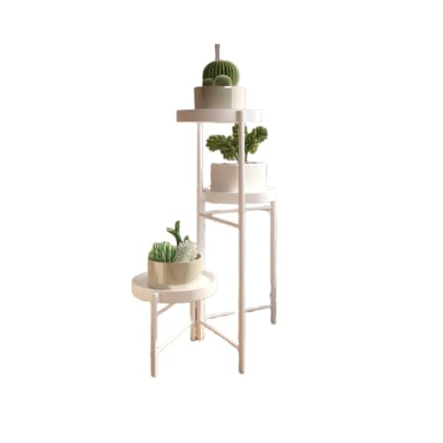 SIzlaho プランタースタンド フラワースタンド 花台 3段 階段状 植木鉢台 ガーデンラック プランターベース 組み立てが簡単 安定 盆栽棚 観葉植物 鉢置き リビング 玄関 室内 ベランダ ラワースタンド・園芸ラック 飾り棚 (3段,ホワイト)