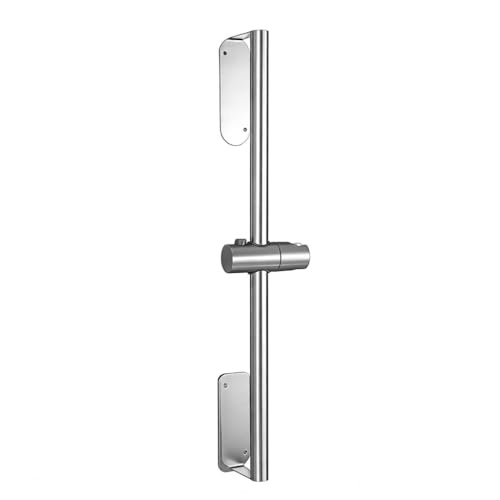 Image of HASTHIP Shower Slide Rail, 59cm Stainless Steel Shower Head Bracket, Sliding Shower Head Holder for 18-25mm Handle, No Drill Wall Mounted Shower Holder, Angle & Height Adjustable