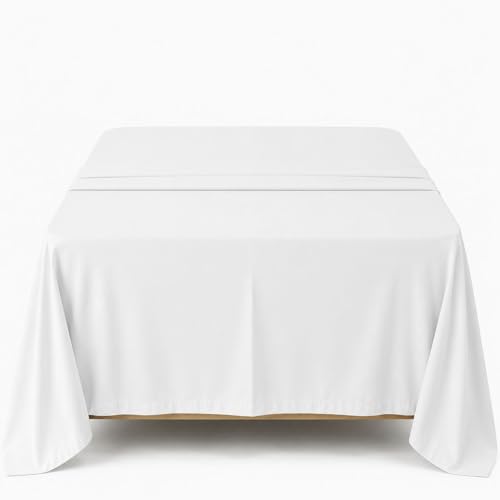 Amay 100% Egyptian Cotton Flat Sheet Only RV Short King, 500 Thread Count Cooling Bed Sheet, Soft Sateen Weave Hotel Luxury Bedding, Breathable Top Sheet - White