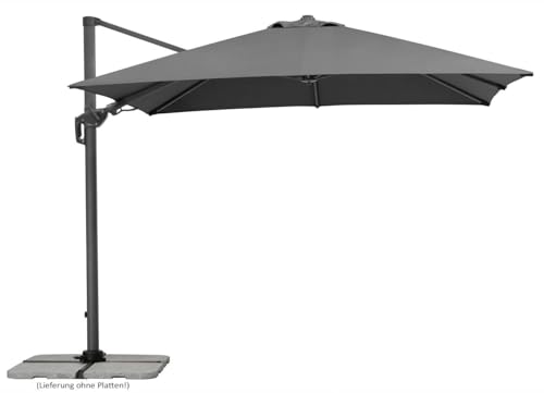 Schneider Sonnenschirm Rhodos Twist, anthrazit, 300 x 300 x 264 cm quadratisch, 730-15, Gestell...