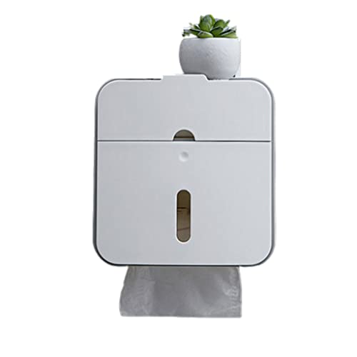 Dispensador de toallas de papel de doble capa, dispensador de toallas de papel, caja de papel de rollo montado en la pared para inodoro, baño con estante de encimera y cajón para baño