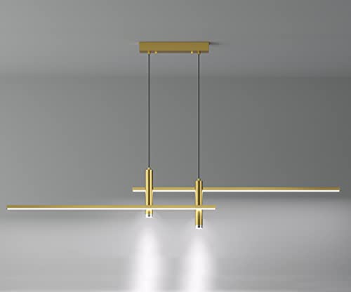 Plafonnier LED moderne à intensité variable doré 150cm avec télécommande