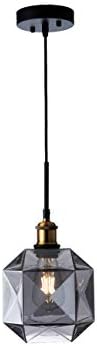 KAIQI Pendant Light Glass Pendant Lighting Gray Hanging Light Fixtures Gold Polished Finish with Ajustable Cord for Kitchen Island Dining Room Bar