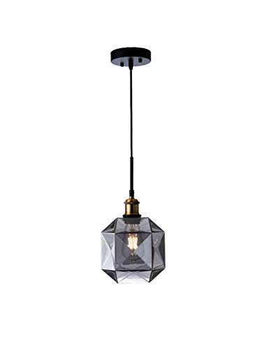 Kaiqi Pendant Light Glass Pendant Lighting Gray Hanging Light Fixtures Gold Polished Finish With Ajustable Cord For Kitchen Island Dining Room Bar #TOP21