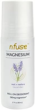 nfuse Natural Magnesium Roll-on Deodorant - Patented Magnesium Delivery Technology - Aromatherapeutic Essential Oils - Lavender: Relax + Restore