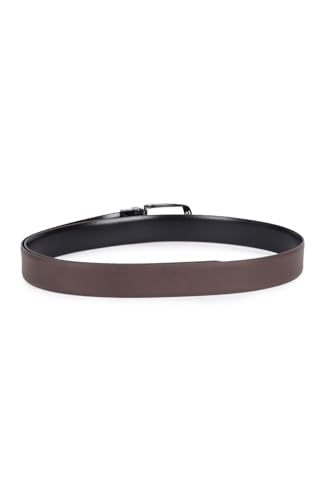 Image of Louis Philippe Men's 100% Italian Leather Dual Tone Zinc Alloy Buckle Formal Reversible Belt