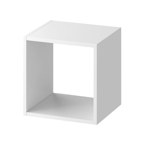 Acomoda Textil – Estantería para Pared y Suelo de Madera Moderna y Resistente para Dormitorio, Cocina, Baño y Oficina. Estante para Organizar de Fácil Instalación. (1 Cubo, Blanco)