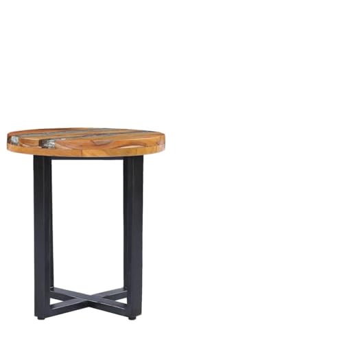 Wenjingqi Mesa de Centro de Madera Maciza de Teca y polirresina 40x45 cm, Multicolor 281652