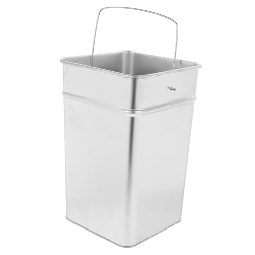 Ciieeo Cubeta Metálica Gruesa Inoxidable Antióxido para Basura Exterior Cubo Rectangular con Asa Portátil Resistente y Fácil de Limpiar para Jardín y Cocina