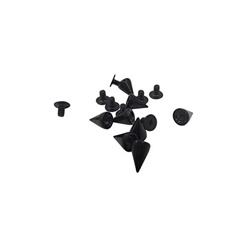 zhuohai 100 Pairs Cone Spikes Screwback Studs, Cone Black Studs and Spikes Punk, DIY Leather Craft Cool Rivets Punk(7X10mm)