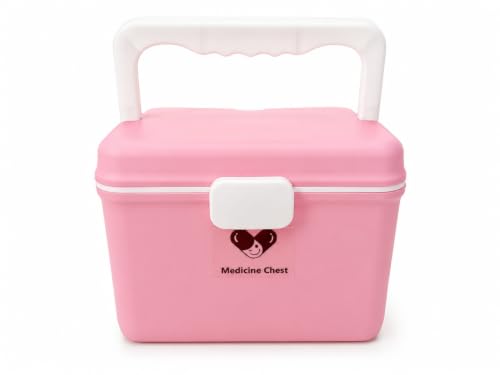 Image of HomeCloud Plastic First Aid Box with Tight Lock Mechanism & Convenient Handle | Multi-Purpose Medicine Storage Organizer for Medicines, Bandages, Ointments & Medical Tools (Dark Pink)