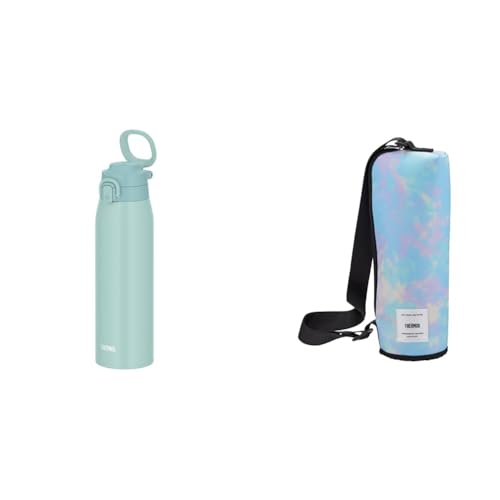【セット買い】サーモス 水筒 真空断熱ケータイマグ 1L ミントブルー JOS-1000 MBL + 保冷マイボトルポーチ ショルダー付き 1L用 水筒カバー タイダイ APL-1000 TID