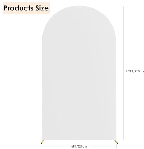 HAINARverS Wedding Arch Cover 7.2FT Spandex Fitted Stretchy Arch Stand Covers,2 Sided Round Top Chiara Backdrop Cover for Birthday Party Ceremony Banquet Baby Shower Arch Decoration(White) by HAINARverS - Used condition - Image 3