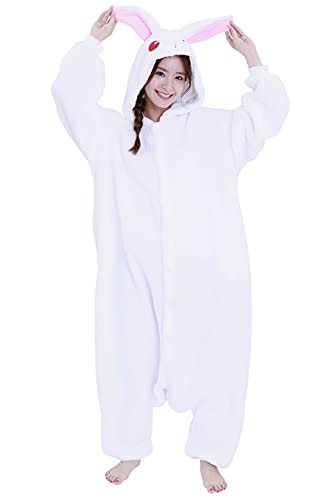 Costume de lapin Kigurumi en peluche pour Halloween Blanc