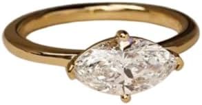 Diamond Engagement Ring 14k Yellow Gold Plated East West 2.5 CT Marquise Cut Solitaire Wedding Band,Wedding Gifted Ring,Gift For Her,Size 3-12.