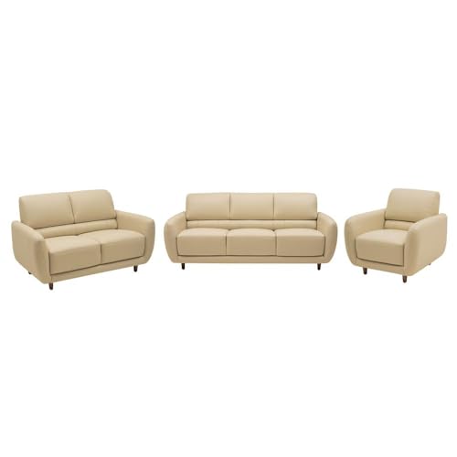 Image of Wakefit Sofa Set | 5 Year Warranty | Sofa 6 Seater, 6 Seater Sofa for Living Room, Wooden Sofa Set, Sofa Set 3+2+1 Seater - Solomon(Robin : Beige)