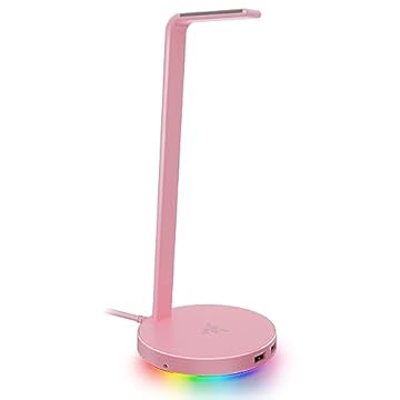 Base Station V2 Chroma: Iluminação RGB Chroma – Base de borracha antiderrapante – Projetado para fones de ouvido de jogos – Rosa quartzo