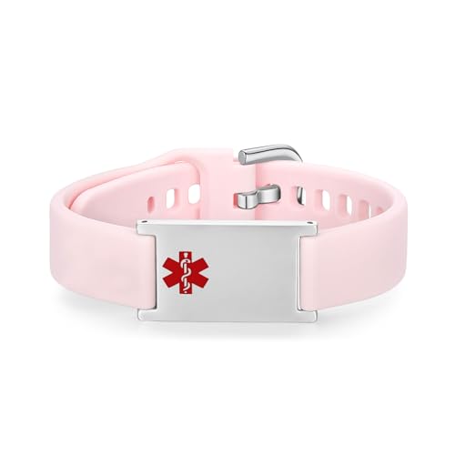 Image of LinnaLove Medical Alert ID Bracelet - Adjustable Silicone Band, Custom or Pre-Engraved Options, QR Code Available