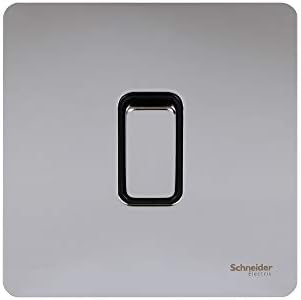 Schneider Electric Ultimate Screwless Flat Plate - Single Intermediate 2 Way Light Switch, 16AX, GU1414BSS, Stainless Steel with Black Insert