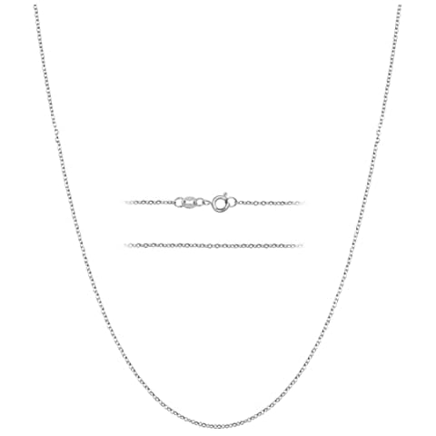 KISPER Sterling Silver Cable Link Chain Necklace –Thin, Dainty, Sterling Silver Plated Stainless Steel Jewelry for Women & Men with Spring Ring Clasp, 20" Cover