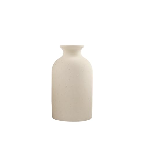 Beige Small Ceramic Vase, Dry Flower Vases Minimalism Style for Modern Table Shelf Home Decor, Fit for Fireplace Bedroom Kitchen Living Room Centerpieces Office Desk Best Decoration(S Beige)