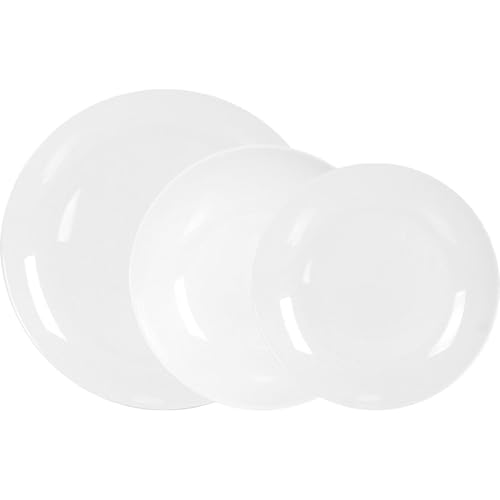 La Mediterránea Vajilla Completa 18 Piezas De Vidrio Templado - Platos Llanos 23,5 Cm, Hondos 19,5 Cm Y De Postre 19 Cm - Colección Whom