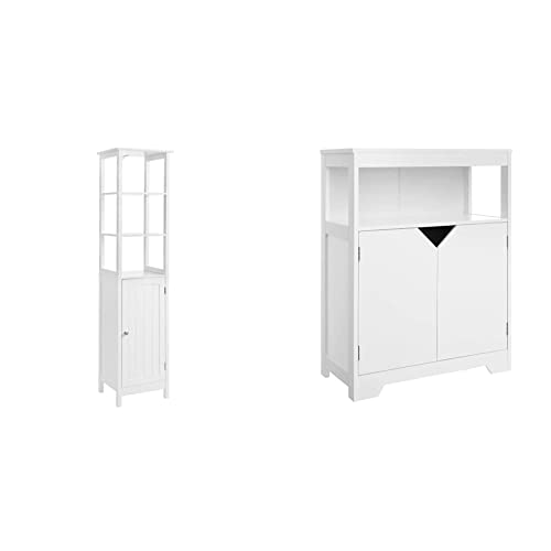 Vasagle Floor Cabinet, Multifunctional Bathroom Storage Cabinet With 3-Tier Shelf, White Ubbc63Wt & Bathroom Storage Cabinet, Floor Cabinet Cupboard, 23.6 X 11.8 X 31.5 Inches, White Ubbc68Wt #TOP18