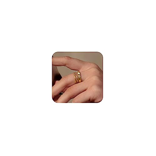 Picuzzy Stacking Dainty Gold Band Rings Set For Women Non Tarnish Simple 14K Real Gold Plated Stackable Ring For Women Trendy Cute Fashion Size 7 Rings Aesthetic Jewelry Gifts For Women Teen Girls #TOP4