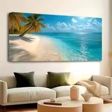 Tableau sur toile vagues d'été déco salon mer Hawaï plage vue sur mer