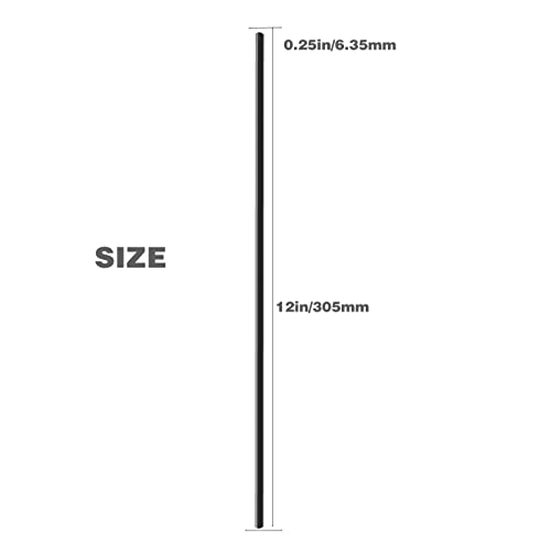Image of 24-Pack Black Plastic Round Rods - 1 /4 Inch Dia, 12-inch Length (POM) Polyoxymethylene Bars - Engineering Grade for Versatile Applications