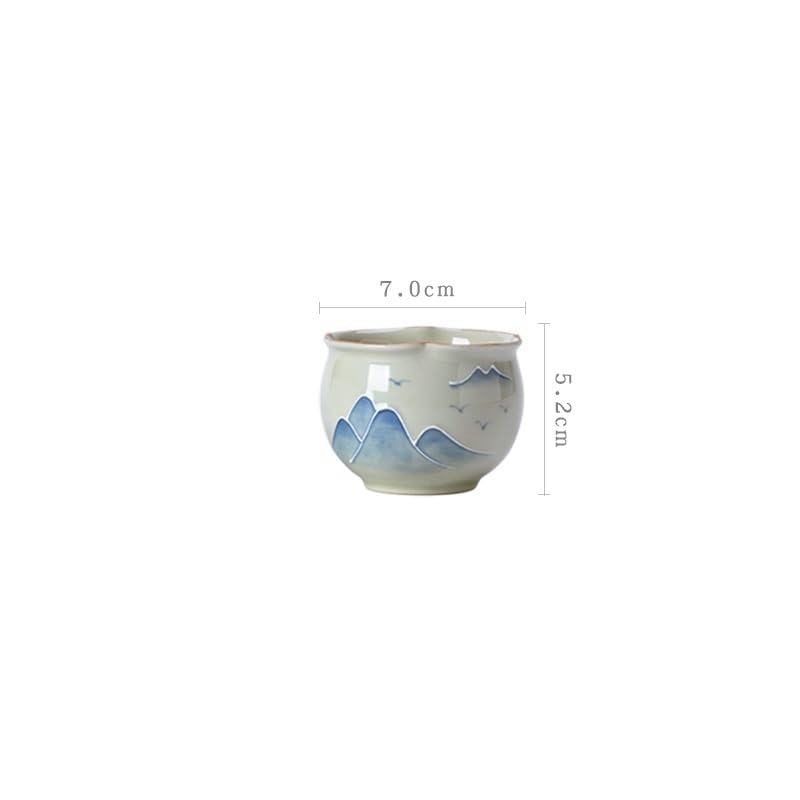 LAPADULA Infusore per il Tè Tazza da tè retrò, grande tazza da tè con paesaggio dipinto a mano, tazza da uomo Kung Fu con colore sotto smalto, tazza singola in stile cinese Tazze da Tè