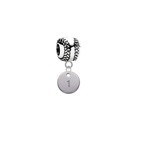 Player Number Baseball Softball 3D Universal European Bracelet Charm (1)