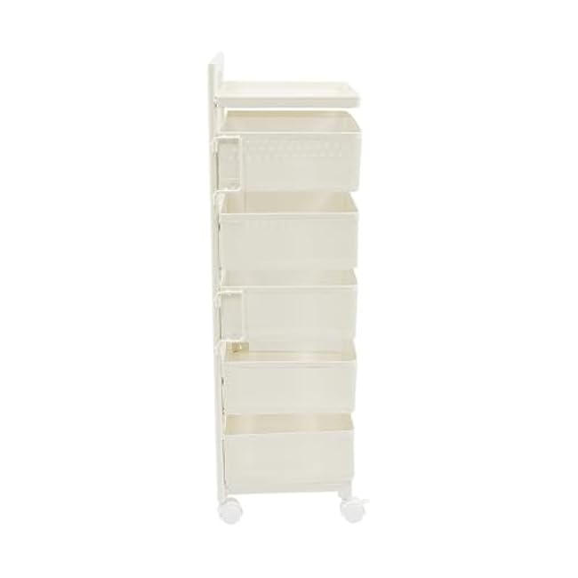 Kitchen Storage Cart,5 Tier Rolling Cart Storage for Potato Onion Bread Banana,Fruit Vegetable Basket Stand with Metal Top Lid,Freestanding Kitchen Organizer with Lockable Wheels-KGYuL01F