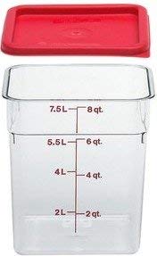 Cambro Camwear Polycarbonate Square Food Storage Container, 8 Quart With Lid #TOP15