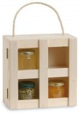 Renoir - Box for 4 jars in Solid Pine wood - Ideal for Gift boxes - 2 PCS