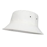 BOTVELA Men Cotton Bucket Hats Foldable Outdoor Sun Hat Unisex Flat Top Caps (White, 7 1/4)