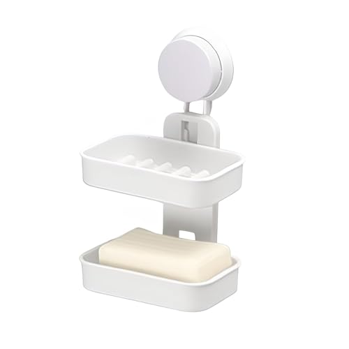 Image of 2 Layer Soap Dish Bar Holder Self Adhesive Double Layer Drawer Draining Holder Kitchen Sponge Storage Box Bathroom Organizer (2, Double Layer Soap Holder)