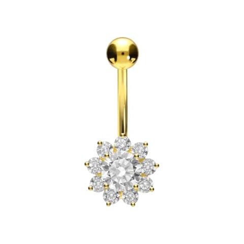 PIERCINGLINE Surgical Steel Flower Belly Ring Cover