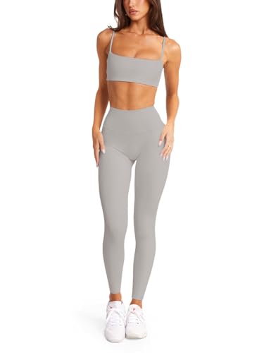 Image of LASLULU Womens Adjustable Spaghetti Straps Sports Bra Square Neck Wireless Padded Workout Yoga Crop Tops