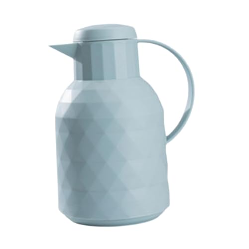 YunJove Jarra Térmica para Bebidas con Mango Ergonómico Tetera Aislada de Vidrio Doble Dispensador de Agua Caliente con Tapa Sellada Jarra para Infusiones Fun, Azul, Individual
