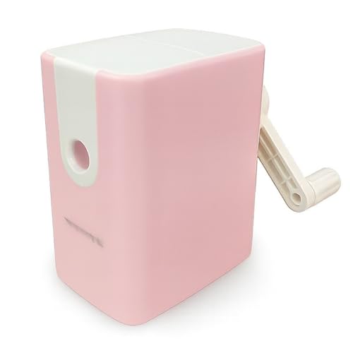 Apontador com Manivela Manual de Mesa Depósito Grande para Escritório Escola e Casa Professores Alunos Alta Precisão e Durabilidade (Rosa)