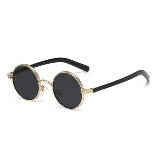 Lunettes de soleil rondes UV400 punk en métal anti-éblouissement