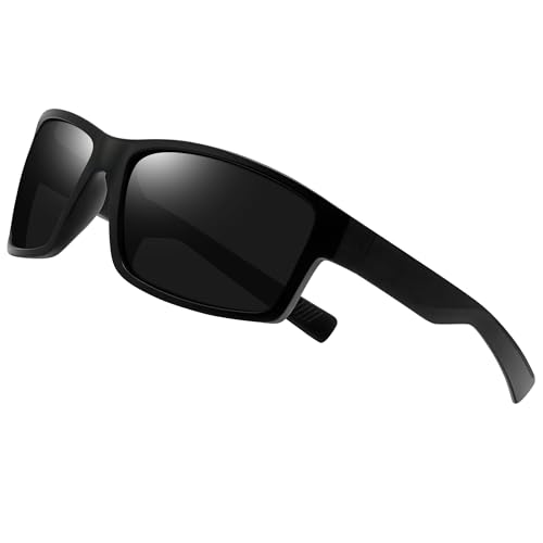 Joopin Gafas Deportivas Hombre Negras Oscuras Gafas de Sol Polarizadas Envolventes Protección UV para Deportes Running Sport Sunglasses