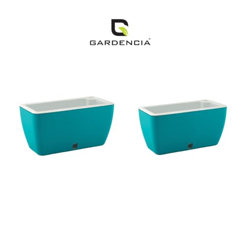 Image of GARDENCIA Self Watering Flower Pots for Outdoor Indoor Gardening /Rectangle Big Plant Pot with Polypropylene UV Material /Decorative Modern Gamla (Pack of 2, Recta Big Sea Green)