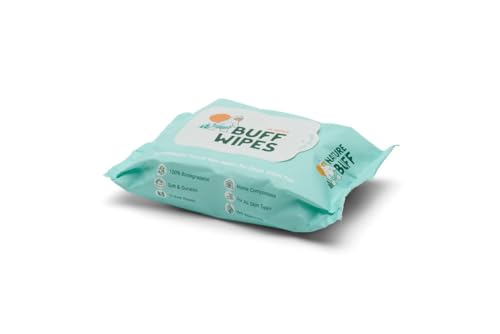 NATURE BUFF Multi-Use Wet Wipes for Babies & Adults - 99.7% Pure, Plastic-free, Biodegradable & Unscented Body Wipes - 24 Wipes Per Pack